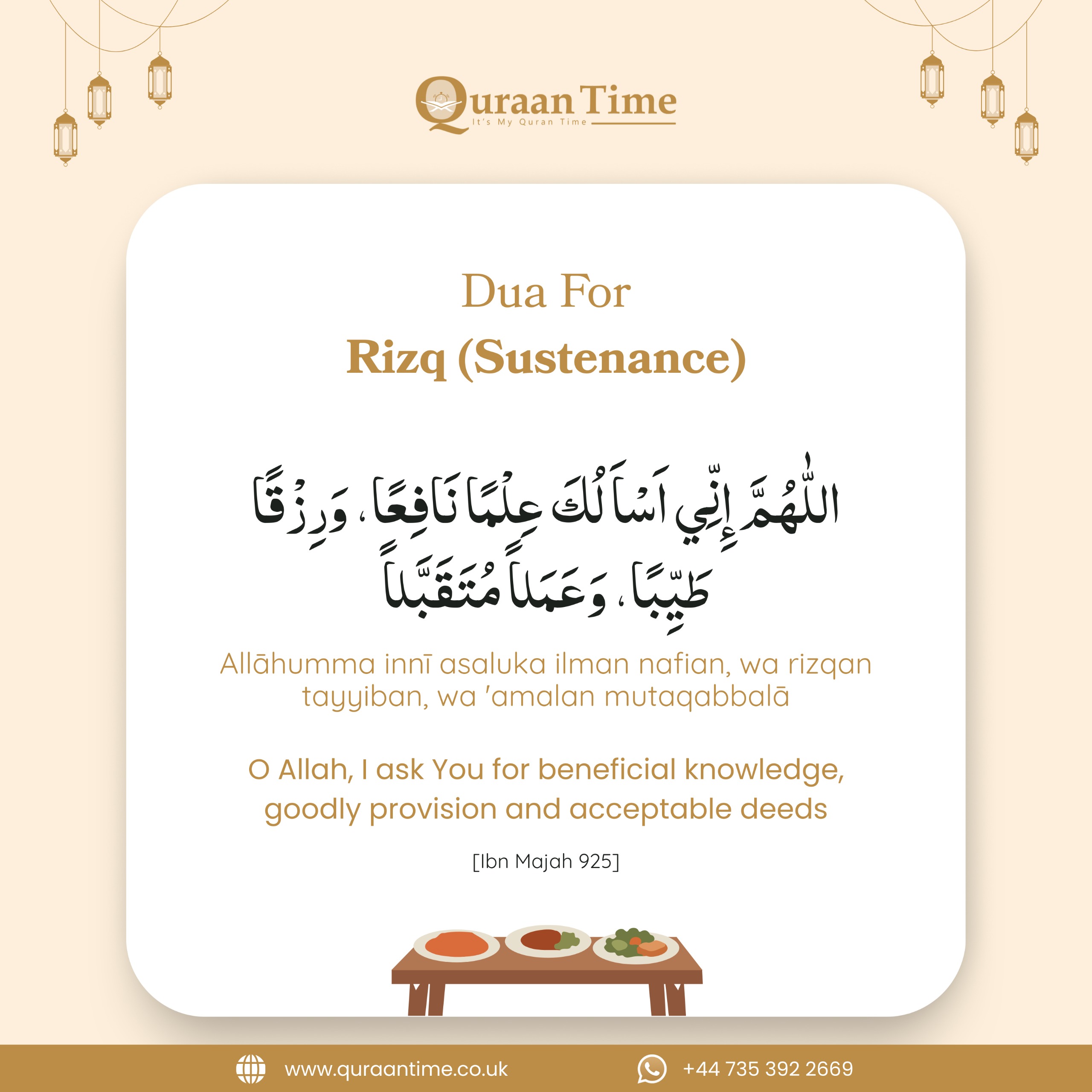 Dua for Rizq (Sustenances)